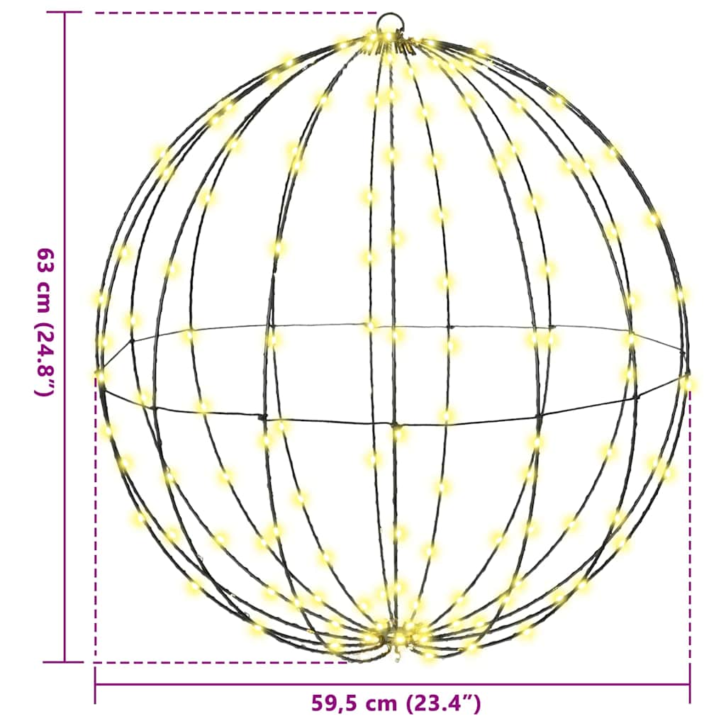 vidaXL Ball with 384 LEDs 2 pcs Warm white 59.5 x 59.5 x 63 cm Metal