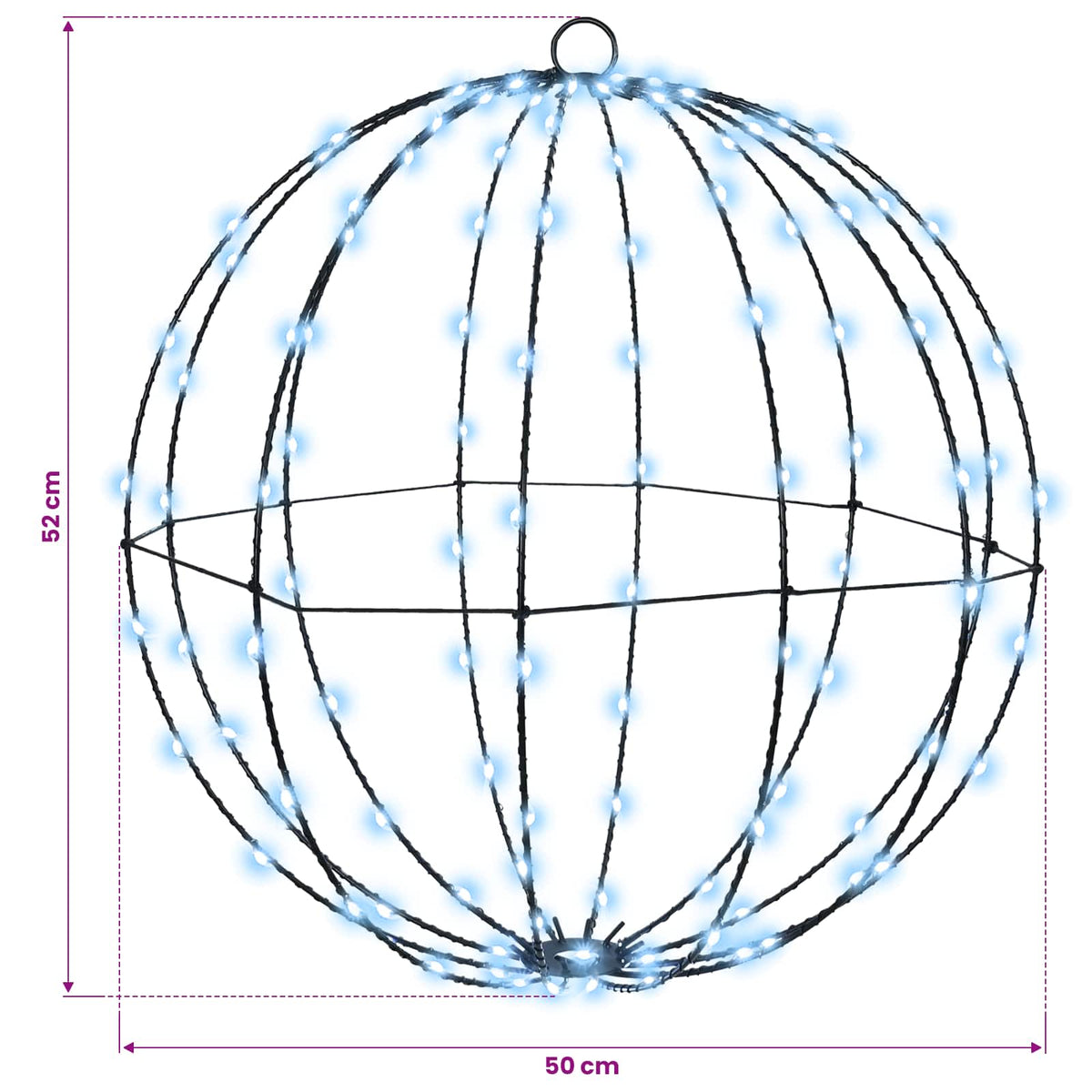 vidaXL Ball Cold white 50 x 50 x 52 cm Metal 160 LEDs