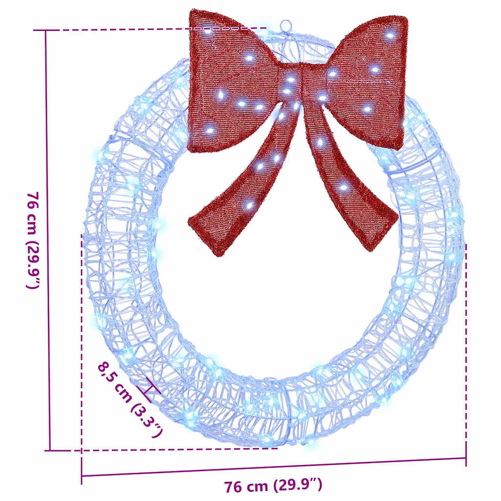 vidaXL Wreath with 60 LEDs Blue 76 x 76 x8.5 cm Acrylic