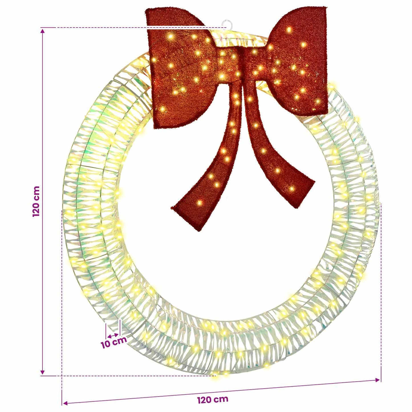 vidaXL Wreath Warm white 120 x 120 x 10 cm PET 150 LEDs