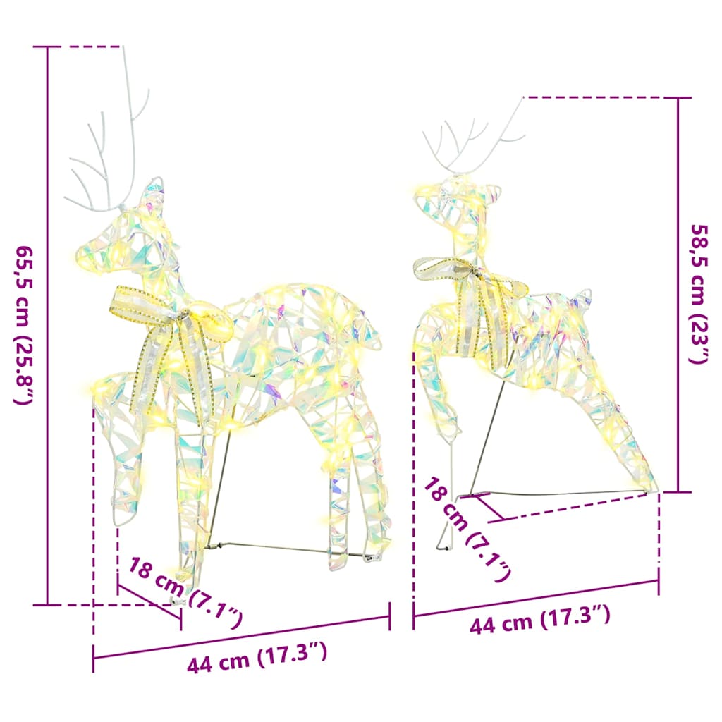 vidaXL LED Reindeers 2 pcs 40 LEDs Warm White 44 x 18 x 65.5 cm PET
