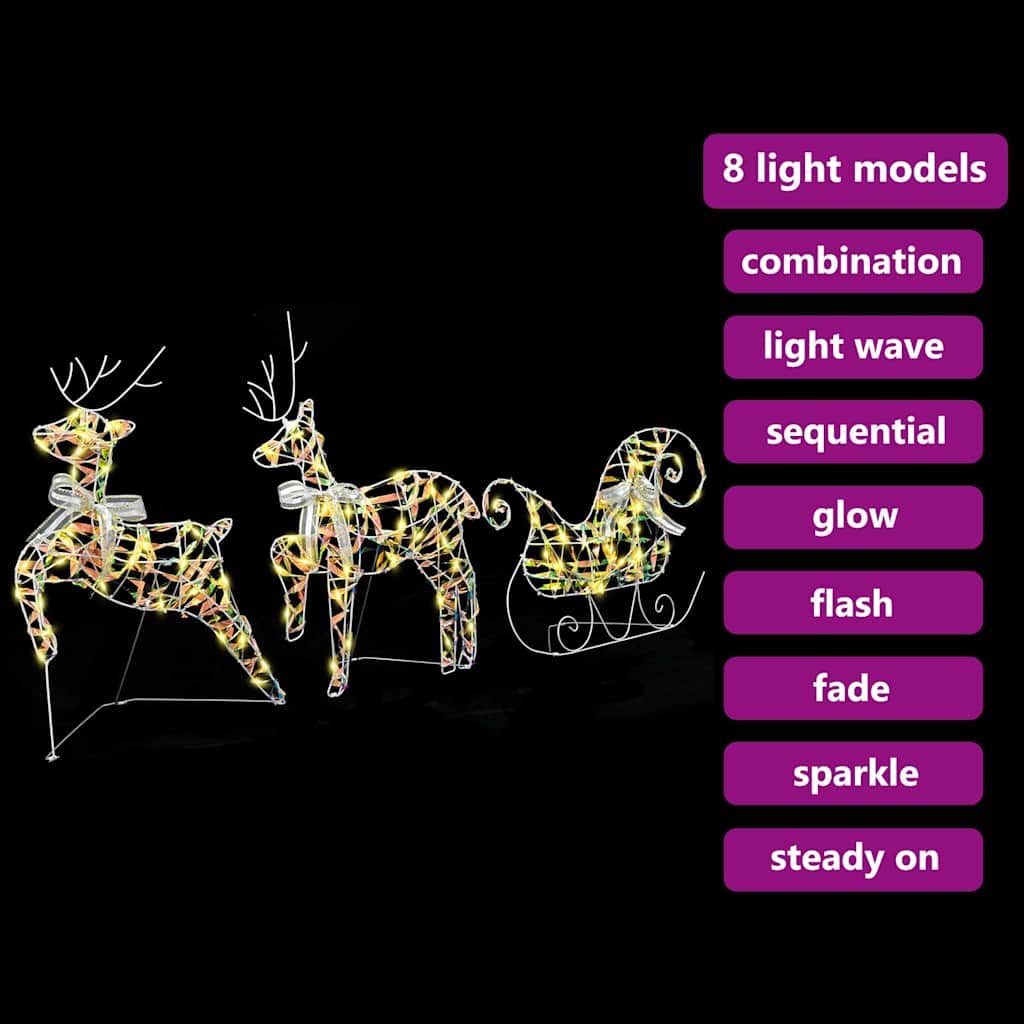 vidaXL LED Reindeers 3 pcs 60 LEDs Warm White 44 x 18 x 65.5 cm PET