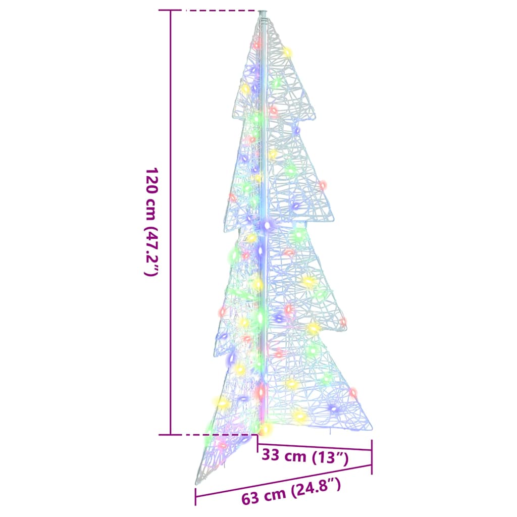 vidaXL Christmas Tree with 100 LEDs Multicolour 120 cm Acrylic