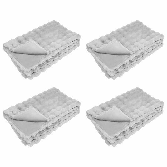 vidaXL Anti-Slip Faux Rabbit Fur Blanket Olite 4 pcs Grey 240 x 270 cm