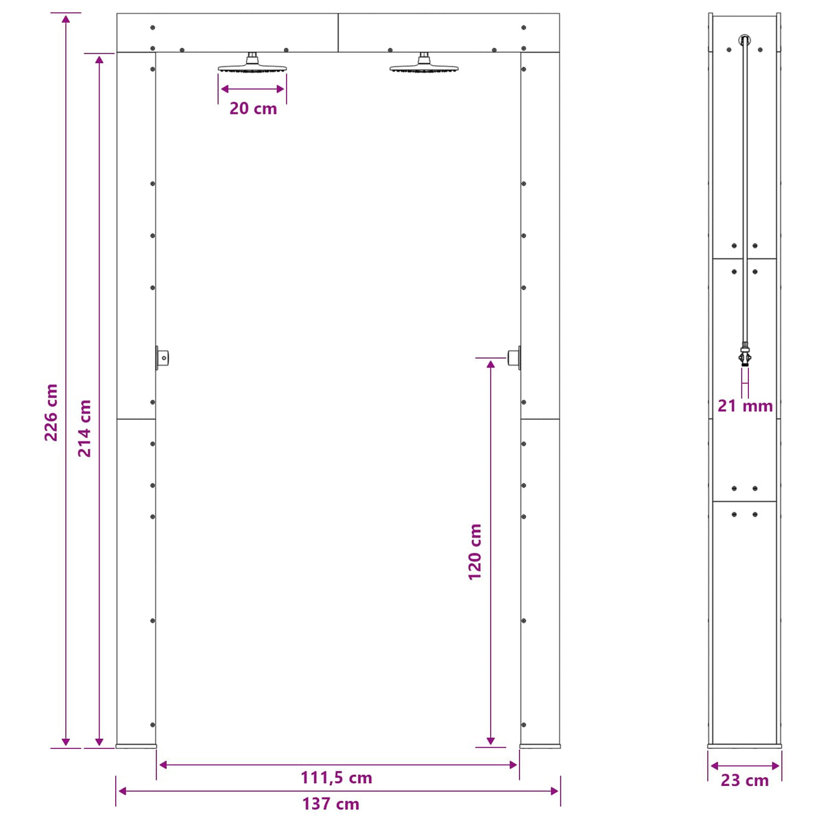 vidaXL Outdoor Shower 226 cm Solid Douglas Wood and Stainless Steel