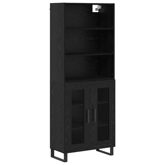 vidaXL Highboard 2 pcs Black Oak Engineered Wood