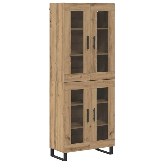 vidaXL Highboard 2 pcs Artisan Oak Engineered Wood and Glass