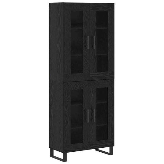 vidaXL Highboard 2 pcs Black Oak Engineered Wood and Glass