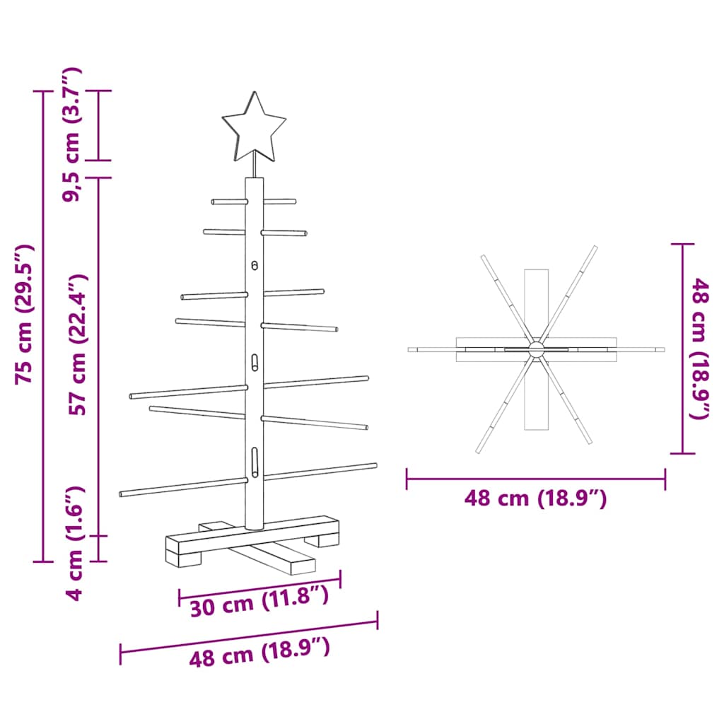 vidaXL Wooden Christmas Tree Brown 75 cm Bamboo