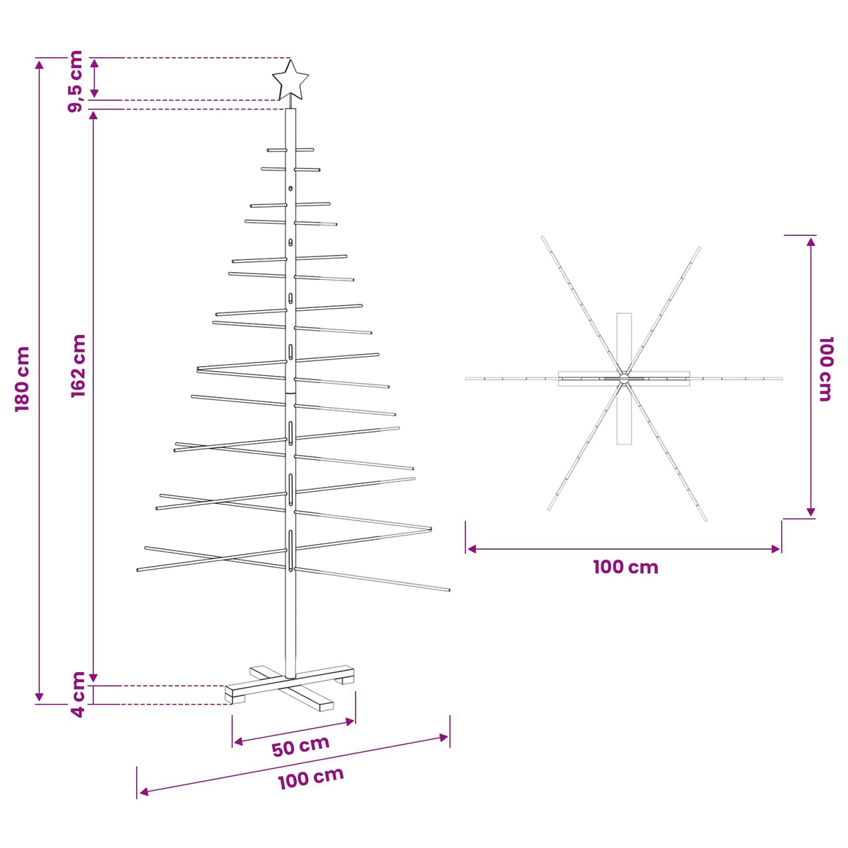 vidaXL Wooden Christmas Tree Brown 180 cm Bamboo
