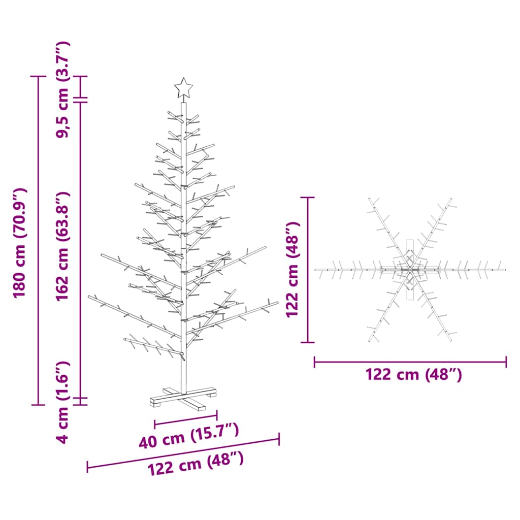 vidaXL Wooden Christmas Tree with Stand Natural 180 cm Solid pine wood