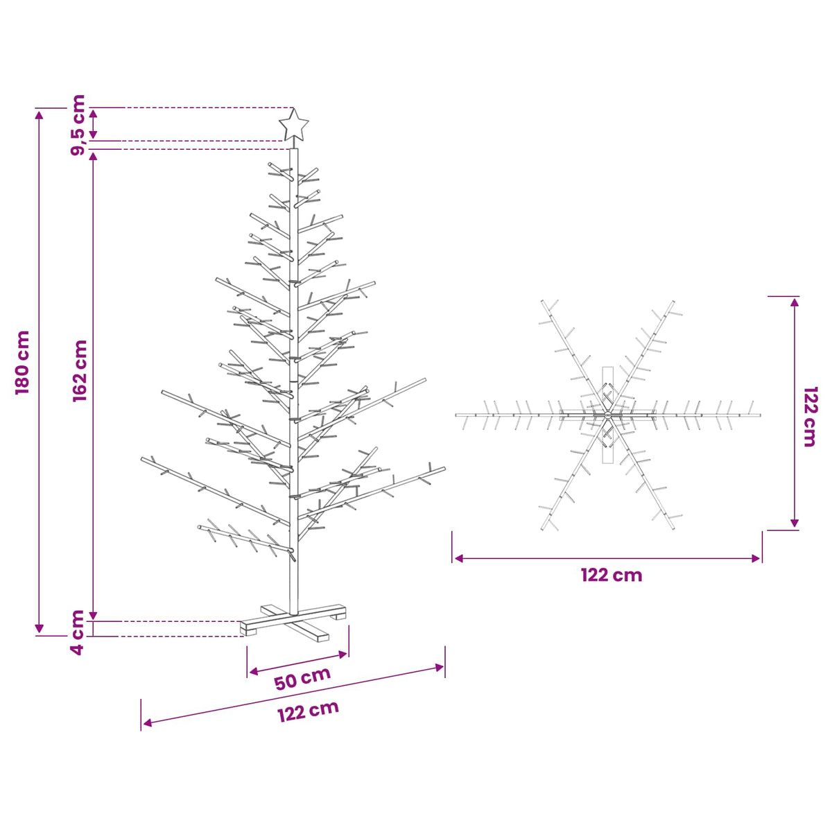 vidaXL Wooden Christmas Tree with Stand Brown 180 cm Solid pine wood