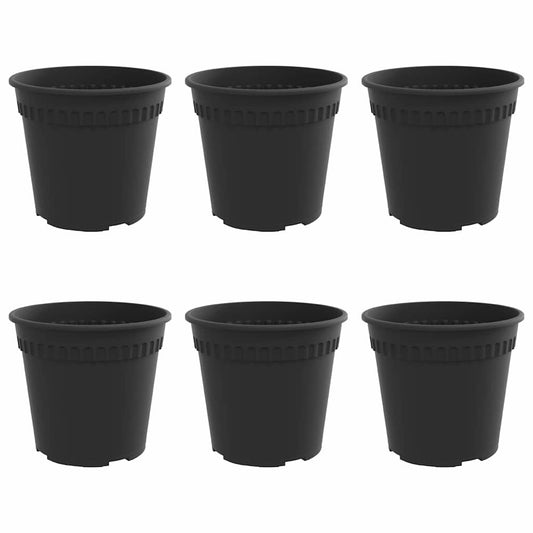 vidaXL Round Flower Pot 6 pcs Black Ø 17 x 14 cm Plastic