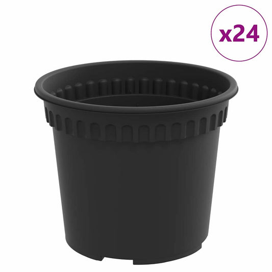 vidaXL Round Flower Pot 24 pcs Black Ø 12.5 x 10 cm Plastic