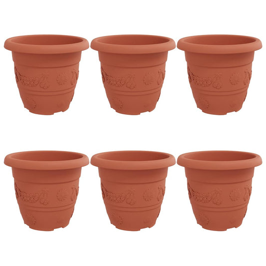 vidaXL Round Flower Pot 6 pcs Brick Red Ø 30 x 25 cm Plastic