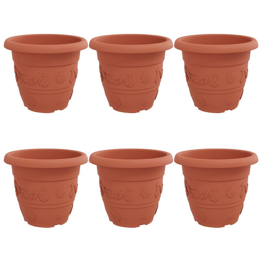 vidaXL Round Flower Pot 6 pcs Brick Red Ø 34 x 28 cm Plastic