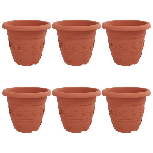 vidaXL Round Flower Pot 6 pcs Brick Red Ø 39 x 32 cm Plastic