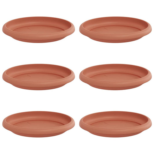 vidaXL Round Flower Tray 6 pcs Brick Red Ø 14 x 2 cm Plastic