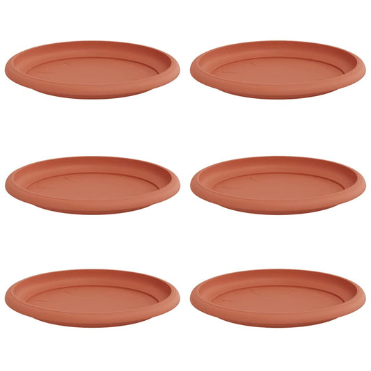 vidaXL Round Flower Tray 6 pcs Brick Red Ø 19 x 2 cm Plastic