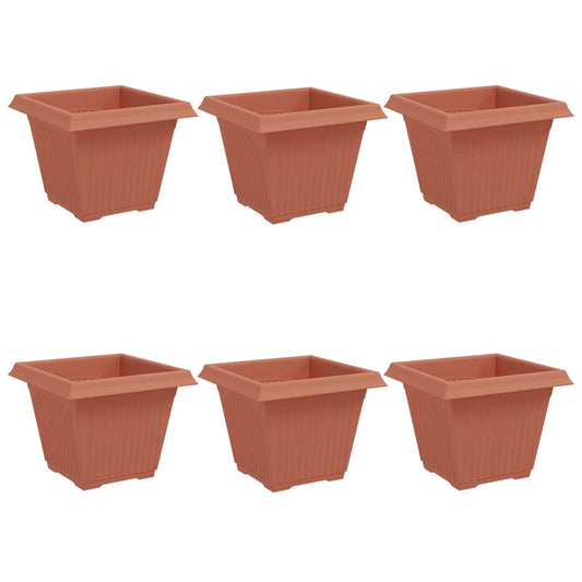 vidaXL Square Flower Pot 6 pcs Brick Red 38 x 38 x 30 cm Plastic