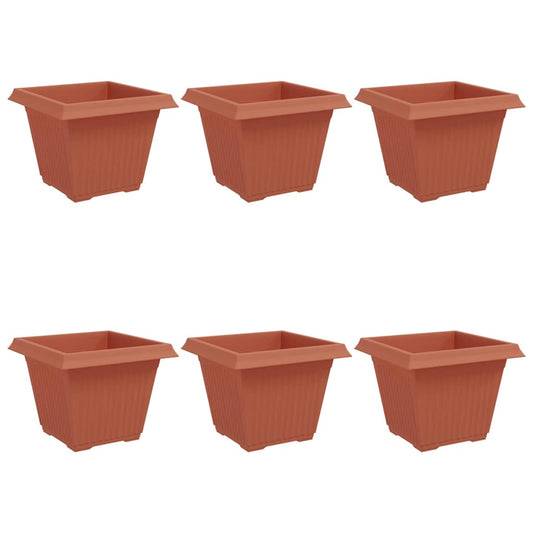 vidaXL Square Flower Pot 6 pcs Brick Red 43 x 43 x 33.5 cm Plastic