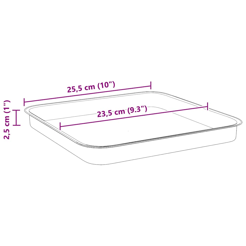 vidaXL Square Flower Tray 6 pcs Brick Red 25.5 x 25.5 x 2.5 cm Plastic