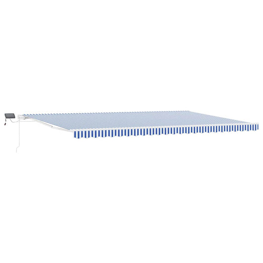 vidaXL Retractable Awning Manual Blue and White 600 x 300 cm