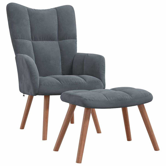 vidaXL Relaxing Chair 2 pcs Dark Grey Velvet