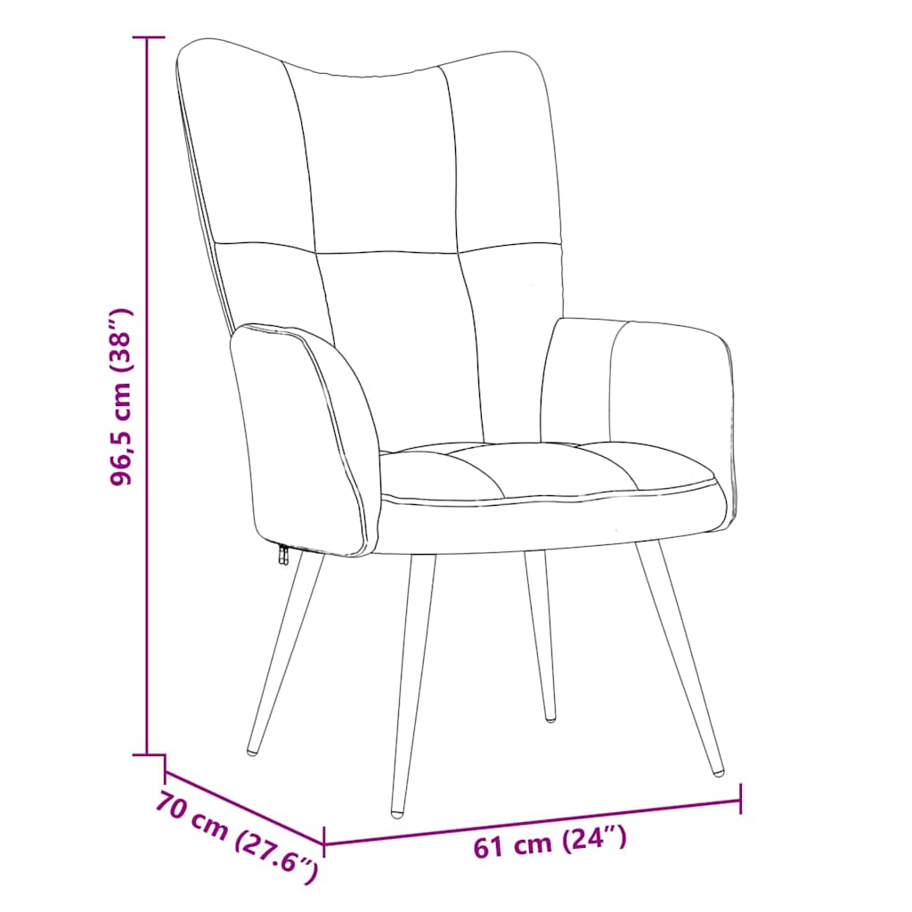 vidaXL Relaxing chair with Footstool Light Grey Velvet