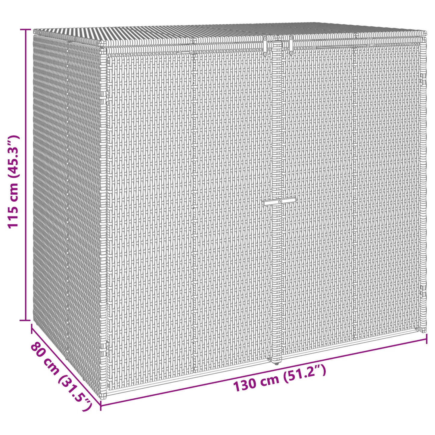 vidaXL Box Garbage Bin Box 2 pcs Grey 130 x 80 x 115 cm Polyethylene