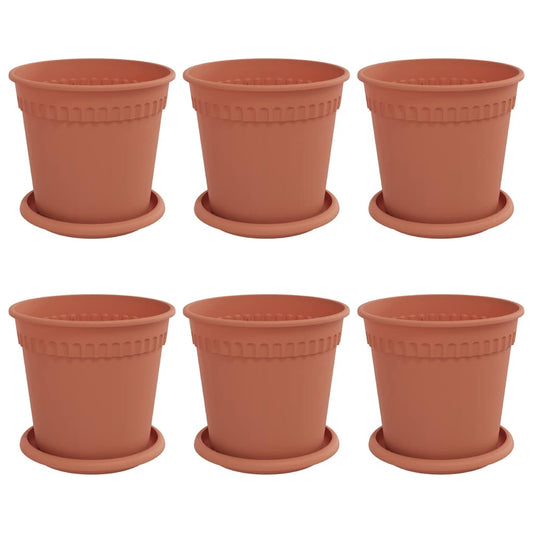 vidaXL Plant Pots 6 pcs Brick Red Ø 17 x 14 cm Plastic