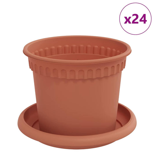 vidaXL Plant Pots 24 pcs Brick Red Ø 12.5 x 10 cm Plastic