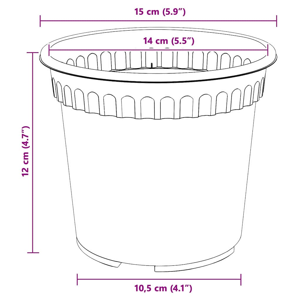 vidaXL Plant Pots 24 pcs Brick Red Ø 15 x 12 cm Plastic
