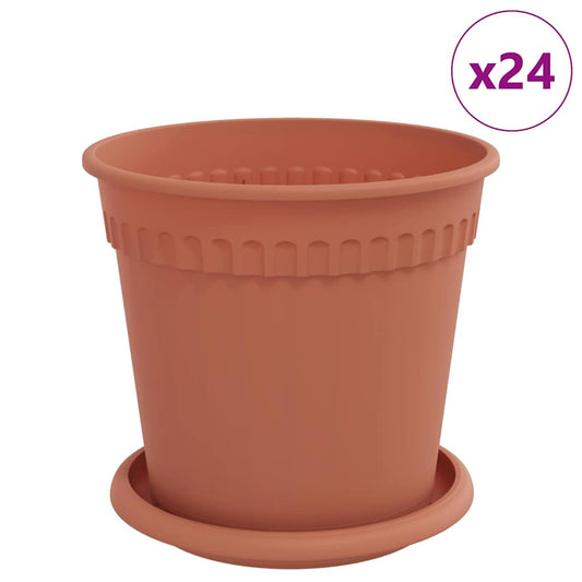 vidaXL Plant Pots 24 pcs Brick Red Ø 17 x 14 cm Plastic