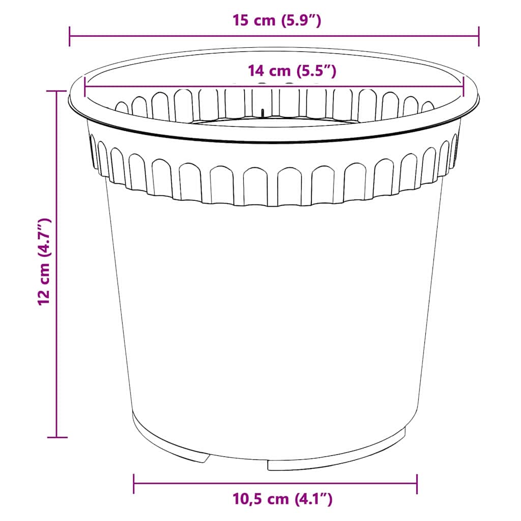 vidaXL Plant Pots 24 pcs Black Ø 15 x 12 cm Plastic