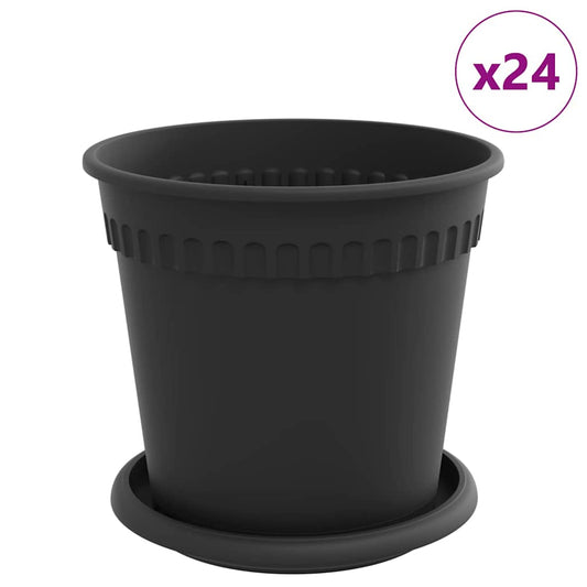vidaXL Plant Pots 24 pcs Black Ø 17 x 14 cm Plastic