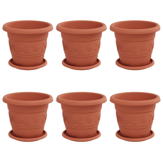 vidaXL Plant Pots 6 pcs Brick Red Ø 22 x 18 cm Plastic