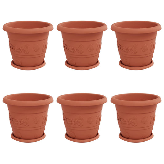vidaXL Plant Pots 6 pcs Brick Red Ø 30 x 25 cm Plastic