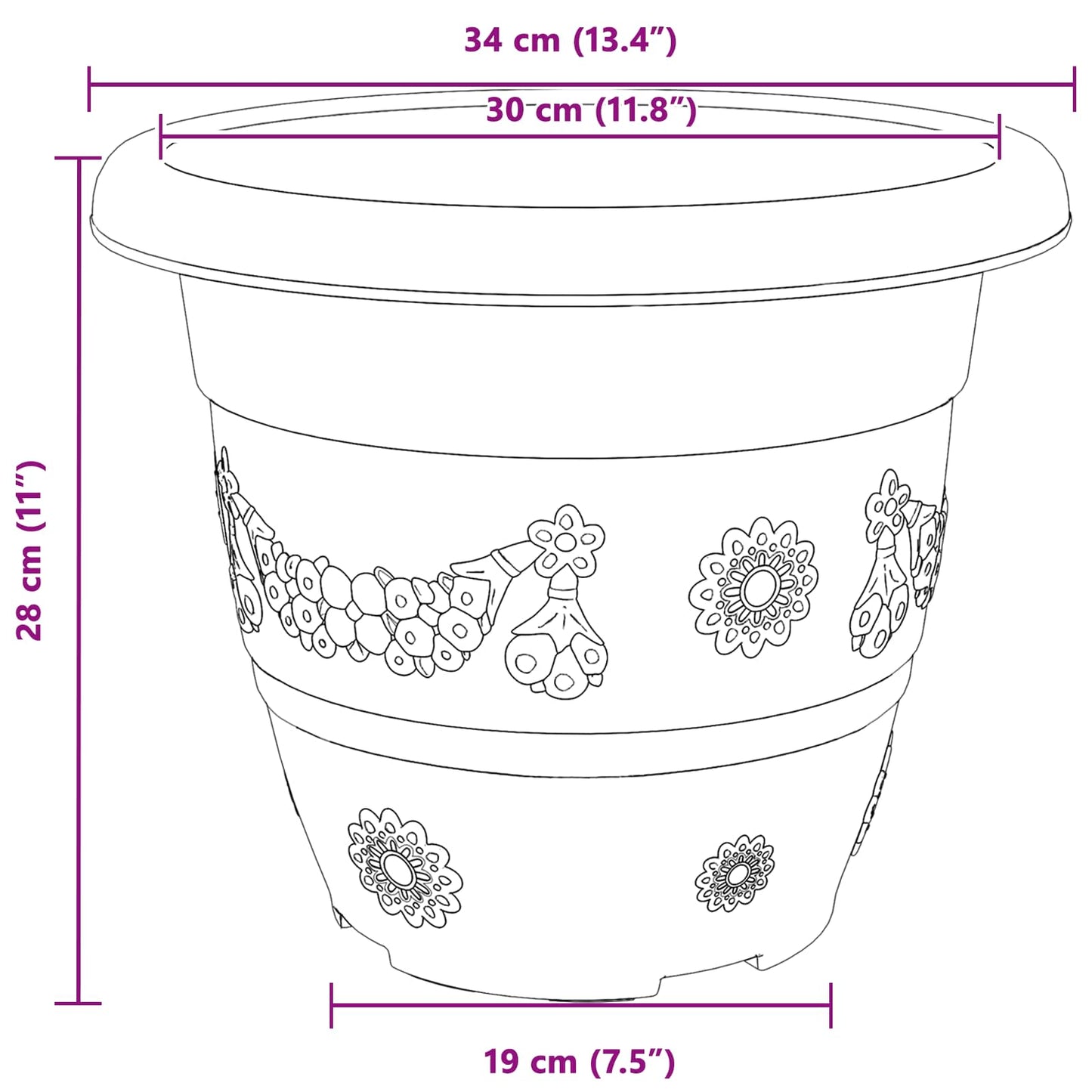 vidaXL Plant Pots 24 pcs Brick Red Ø 34 x 28 cm Plastic