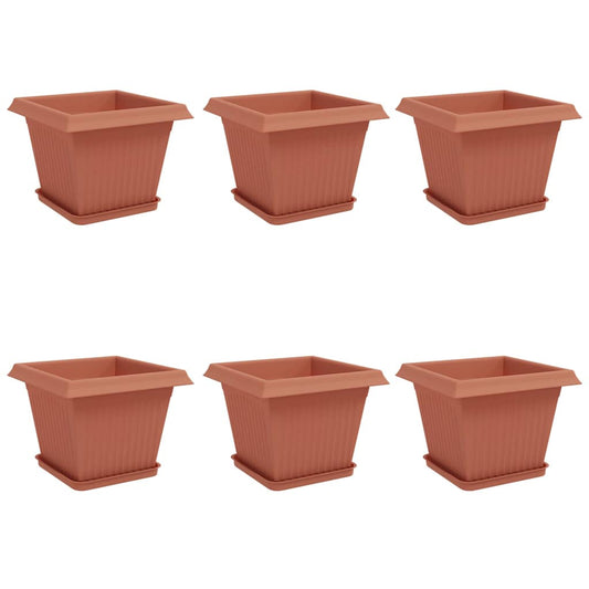 vidaXL Plant Pots 6 pcs Brick Red 28.5 x 28.5 x 22 cm Plastic
