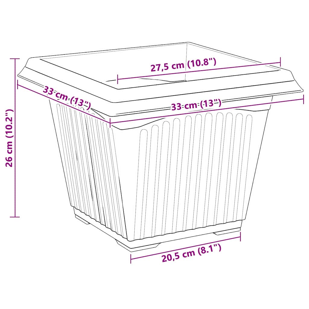 vidaXL Plant Pots 24 pcs Brick Red 33 x 33 x 26 cm Plastic
