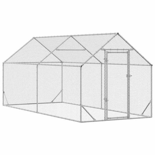 vidaXL Chicken Cage Silver 400 x 170 x 177 cm Galvanised Steel
