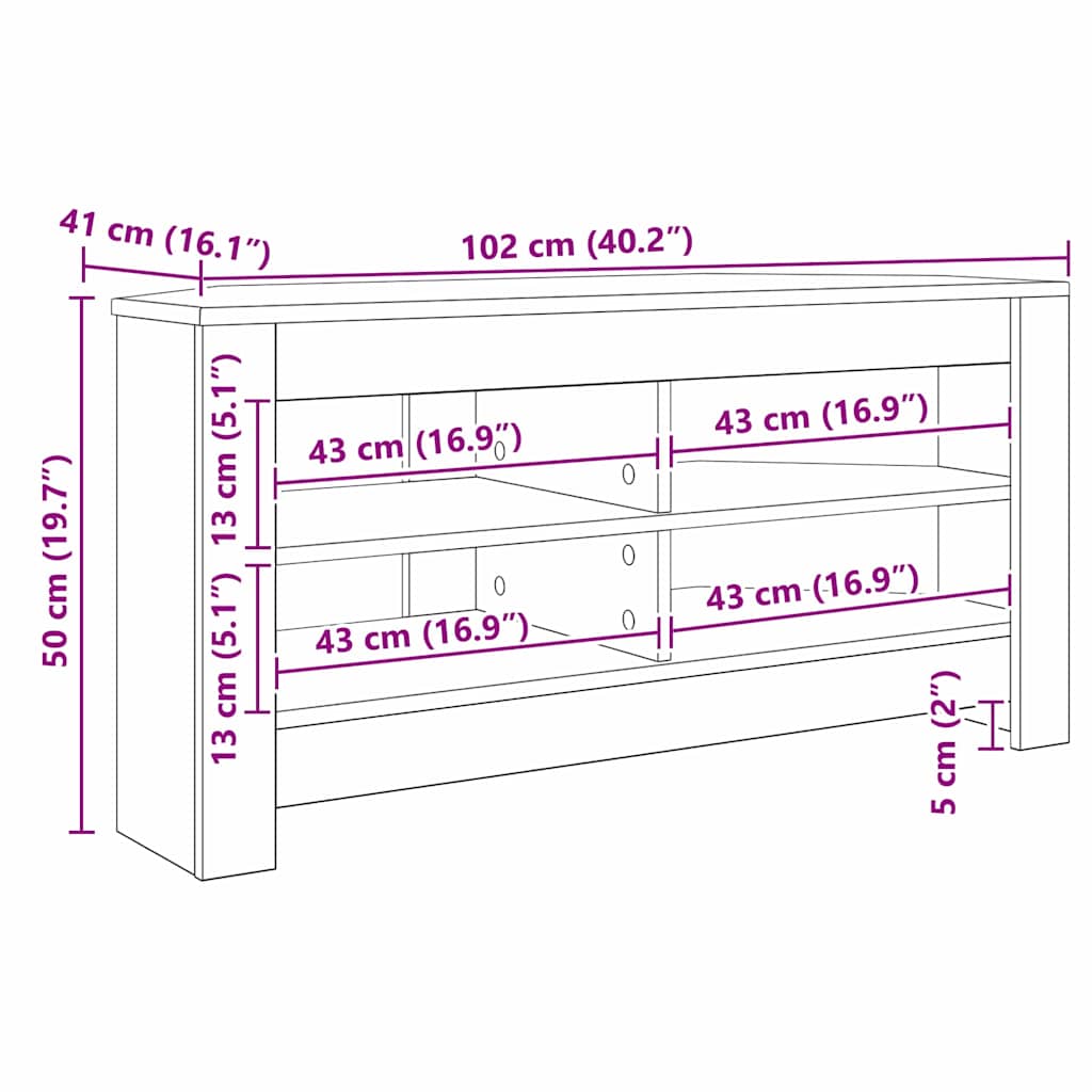 vidaXL Corner TV Cabinet 102 x 41 x 50 cm Sonoma Oak Engineered Wood