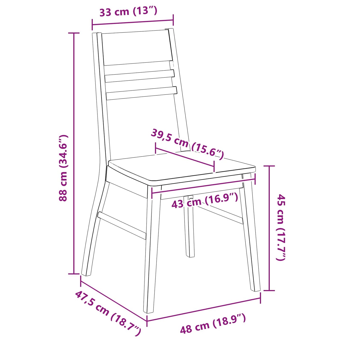 vidaXL Dining Chairs 2 pcs White 43 x 54 x 89 cm Solid Rubber Wood