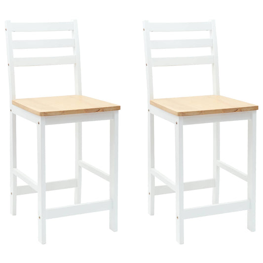 vidaXL Dining Chairs 2 pcs Solid Rubber Wood White 40 x 47.5 x 99.5 cm