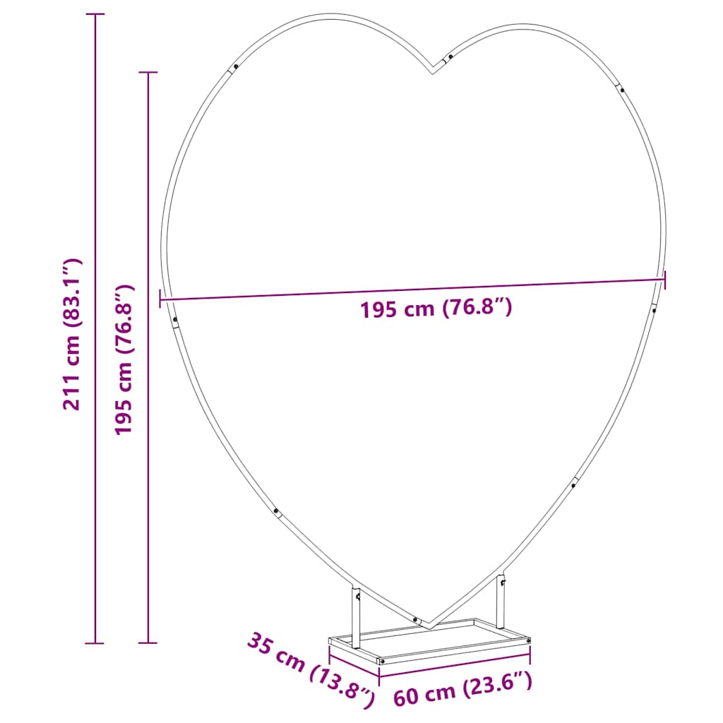 vidaXL Wedding Arch Gold 195 x 35 x 211 cm Steel