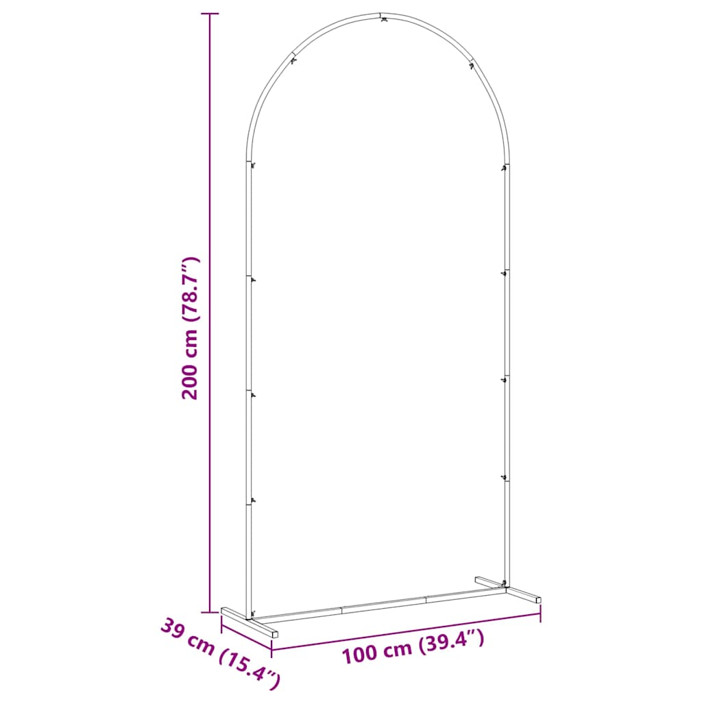 vidaXL Wedding Arch Gold 100 x 39 x 200 cm Steel