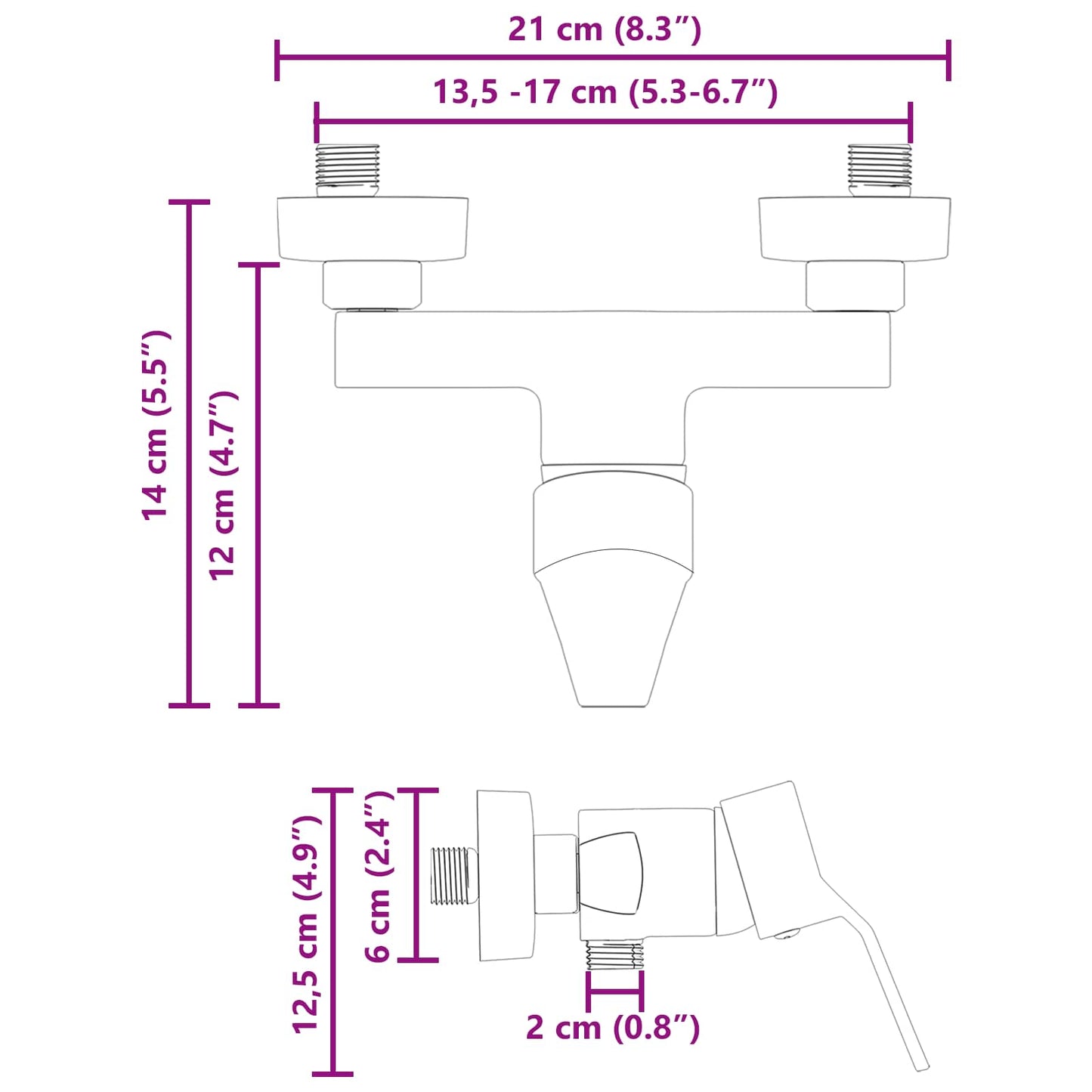 vidaXL Shower Mixer Tap Chrome G 1 / 2 inches Brass