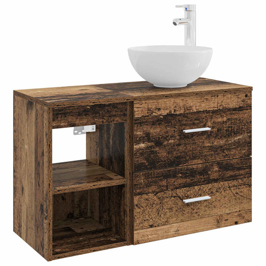 vidaXL Bathroom Furniture Set 2 pcs Old Wood Engineered Wood