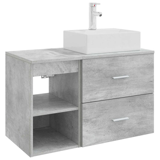 vidaXL Bathroom Furniture Set 2 pcs Concrete Grey Engineered Wood